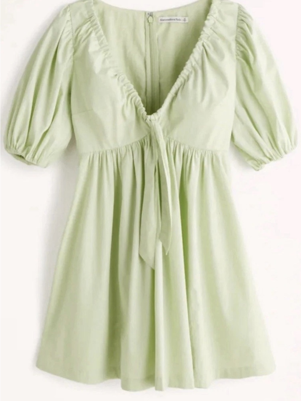 Abercrombie Fitch Puff Sleeve Mini Dress Large Green Babydoll Cottagecore B4 - Picture 5 of 13